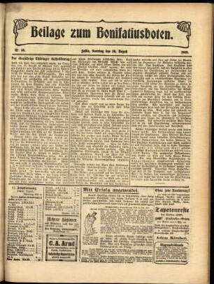 Zweite Ausgabe vom Sonntag, den 30. August 1908.