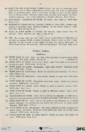 Petites boîtes (Nr. 658-732)