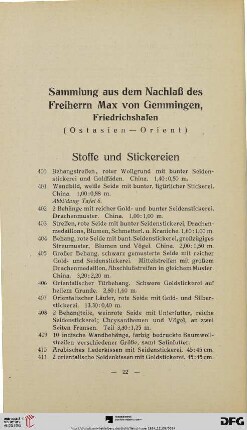 Stoffe und Stickereien (Nr. 400-428g)