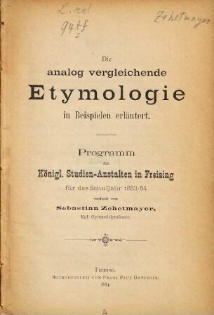 Die analog vergleichende Etymologie in Beispielen erläutert