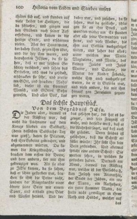 Das sechste Hauptstück. Von dem Begräbnis Jesu.