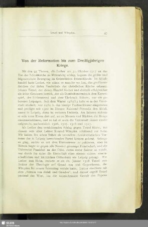 Von der Reformation bis zum Dreißigjährigen Kriege