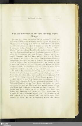 Von der Reformation bis zum Dreißigjährigen Kriege