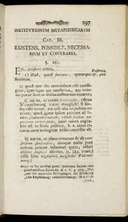 Cap. III. Existens, Possibile, Necessarium Et Contraria