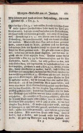 Morgen-Andacht am 16. Junius - Abend-Andacht am 30. Junius