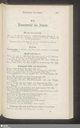 XV. Departement des Innern