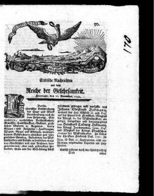 December, 1751. Fünfzigstes Stück