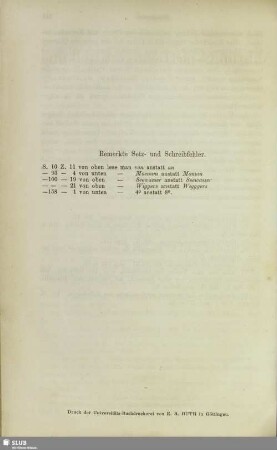 Bemerkte Setz- und Schreibfehler