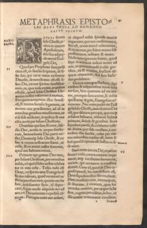 Metaphrasis Epistolae Divi Pauli Ad Romanos. Caput Primum.