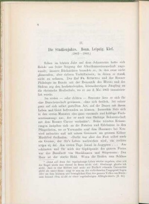 II. Die Studienjahre. Bonn. Leipzig. Kiel. (1865-1869.)