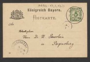 Brief von Georg Fischer an Hermann Poeverlein