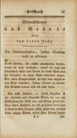 Betrachtungen und Gebete über das Leben Jesu