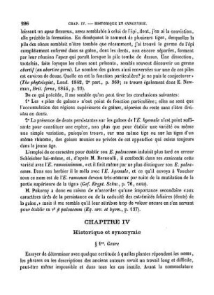 Cahpitre IV Historique et synonymie