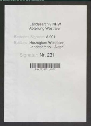 Register und Rechnung des Amtes Erwitte und Westernkotten