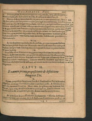 Caput II. Examen primae propositionis de definitione Imaginis Dei.