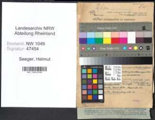 Entnazifizierung Helmut Seeger , geb. 07.05.1894 (Ingenieur)