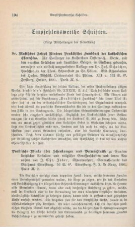 104-120 Empfehlenswerthe Schriften