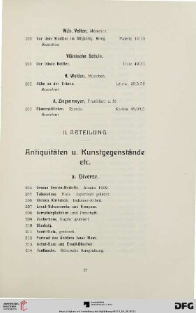 II. Abteilung. Antiquitäten u. Kunstgegenstände etc. (Nr. 204-688)
