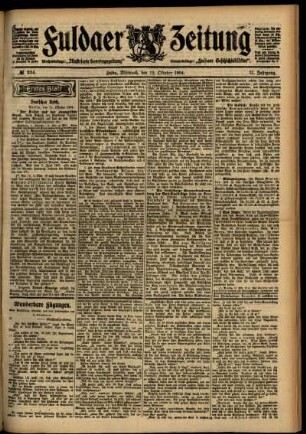 Erste Ausgabe vom Mittwoch, den 12. Oktober 1904.