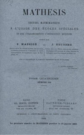 TOME QUARTIÈME. DÉCEMBRE 1884.