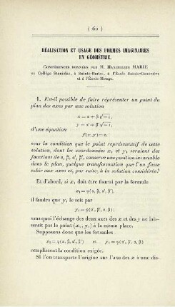 Réalisation et usage des formes imaginaires en géométrie.
