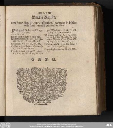 Drittes Register oder kurtze Anzeige etlicher Sünden/ dargegen in diesem ersten Theil sonderlich gehandelt worden.