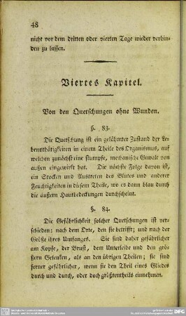 Viertes Kapitel. Von den Quetschungen ohne Wunden