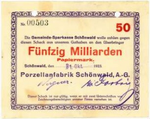 Geldschein / Notgeld, 50 Milliarden Mark, 31.10.1923