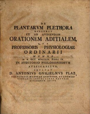 De Plantarum Plethora
