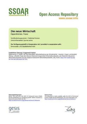 Die neue Wirtschaft