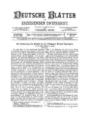 Die Bedeutung des Staates in der Pädagogik Eduard Sprangers : (Fortsetzung)