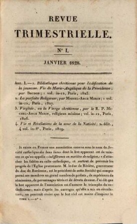 Revue trimestrielle. 1. 1828