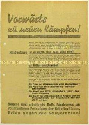 Aufruf der KPD zum Erwerbslosentag am 19. April 1932 und zur bevorstehenden preußischen Landtagswahl