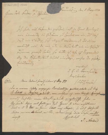 Brief an Johann Anton André und Johann André <Offenbach, Main> : 05.05.1820