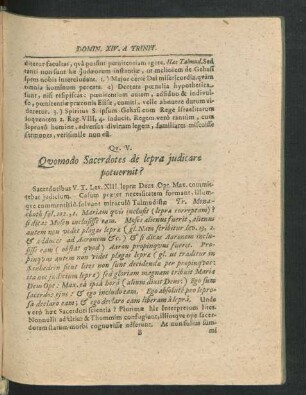 Qu. V. Quomodo Sacerdotes de lepra iudicare potuernit?