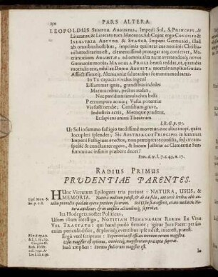 Radius Primus Prudentiæ Parentes.