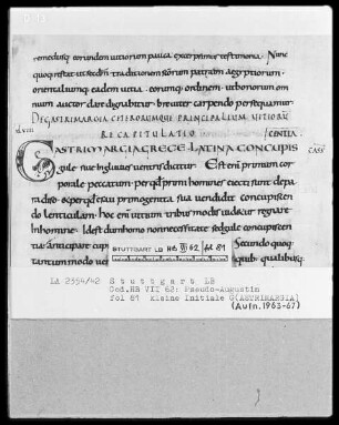 Quadripartitus (Sammlung von Patresexerpten und Kanones in vier Büchern) — Initiale G (astrimargia), Folio 81recto