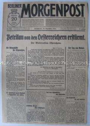 Tageszeitung "Berliner Morgenpost" u.a. zur Lage in Ostpreußen