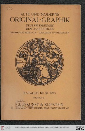 Nr. 11: Katalog / Gutekunst & Klipstein