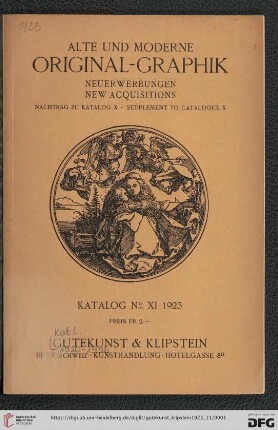 Nr. 11: Katalog / Gutekunst & Klipstein