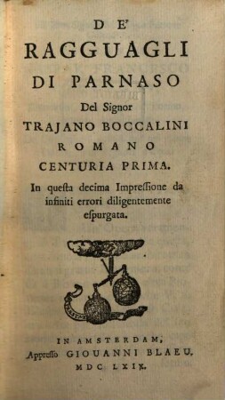 De Ragguagli Di Parnaso, 1