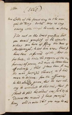 5065-5099, 1. Nov. 1794 Letter of the french king to the Marquis de Torcy dated May 14 1709 ...