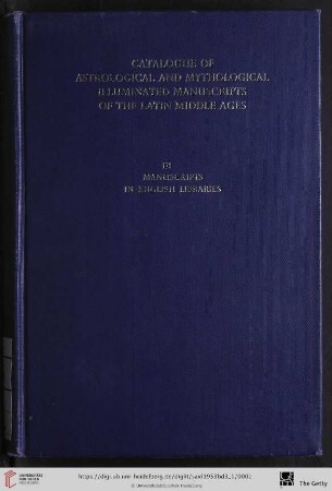 3,1: Verzeichnis astrologischer und mythologischer illustrierter Handschriften des lateinischen Mittelalters: 3. Handschriften in englischen Bibliotheken