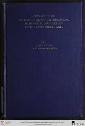 3,1: Verzeichnis astrologischer und mythologischer illustrierter Handschriften des lateinischen Mittelalters: 3. Handschriften in englischen Bibliotheken