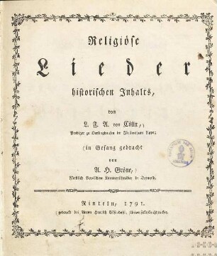 Religiöse Lieder historischen Inhalts