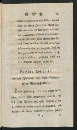 Sechster Abschnitt. Dritter Beweiß aus den Hermetischen Schriftstellern