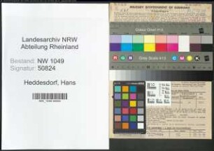 Entnazifizierung Hans Von Heddesdorf , geb. 08.05.1921 (Arzt)