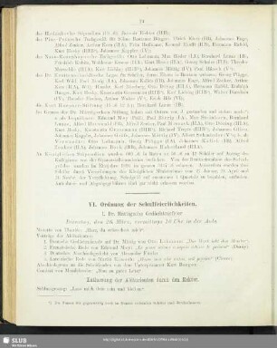 VI. Ordung der Schulfeierlichkeiten