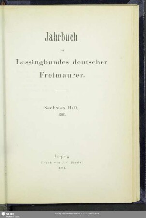 6.1890: Jahrbuch des Lessingbundes Deutscher Freimaurer