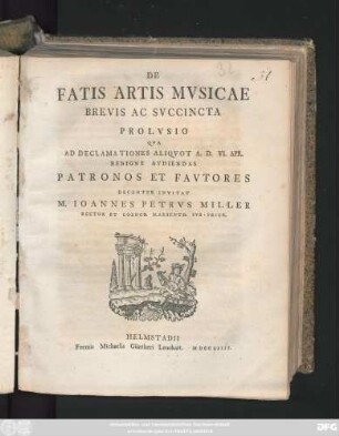 De Fatis Artis Mvsicae Brevis Ac Svccincta Prolvsio